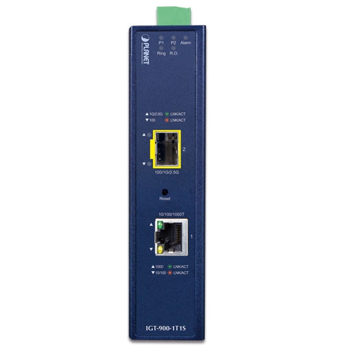 Convertidor de Medios Industrial Planet IGT-900-1T1S SFP 1-100
