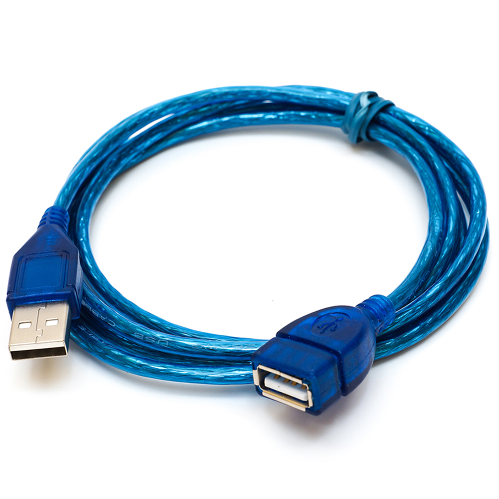 Cable USB Macho a Hembra 1.5 mt High Speed 2.0 Azul Transparente