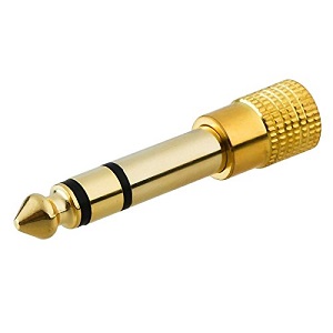 Adaptador de Jack 6.3 mm Macho a Jack 3.5 mm Hembra de Metal Dorado