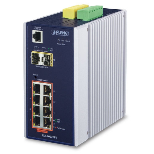 Switch Industrial Planet IGS-10020HPT 8P Gigabit POE+ AT 2P Gigabit SFP