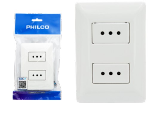 Enchufe para muro 2P 250V 10A Philco 19PLC78556 color blanco
