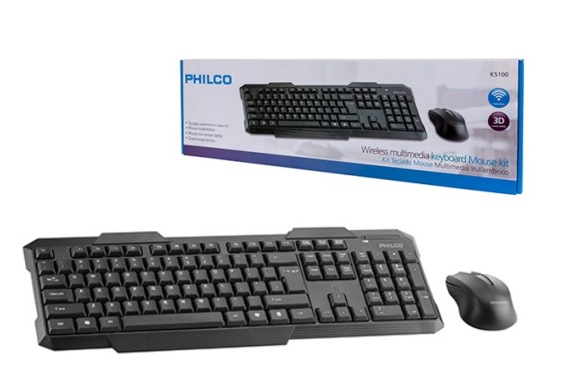 Kit teclado y mouse inalambrico Philco K5100 color negro
