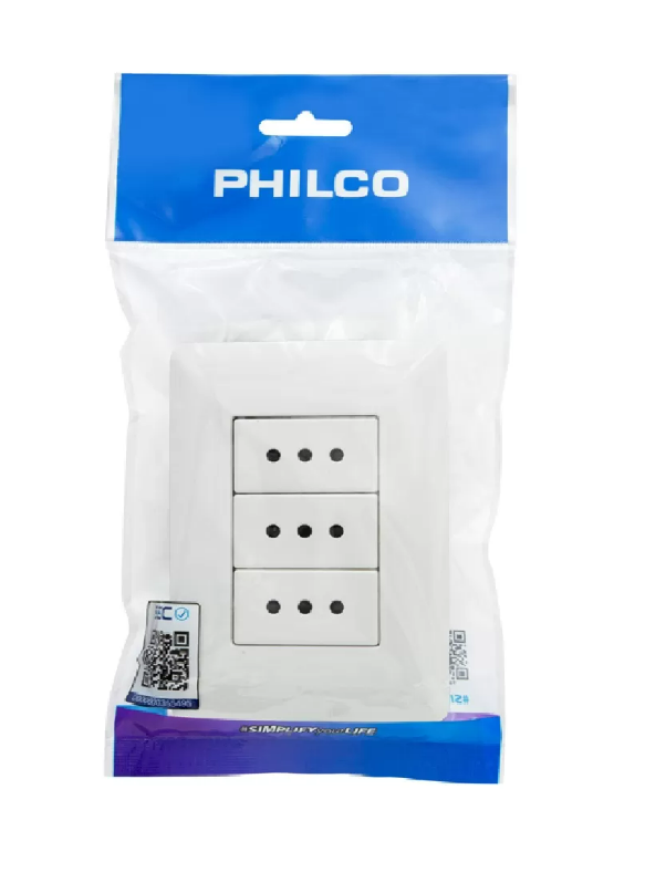 Enchufe para muro triple 250V 10A Philco 19PLC78557 color blanco