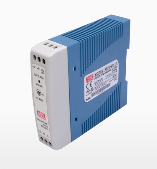 Fuente de Poder 12VDC 20W MeanWell MDR-20-12 1,67A Riel Din